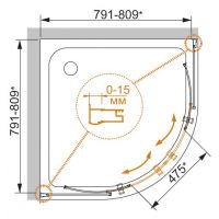 Душевой уголок Cezares Pratico-R-2 90x90 профиль хром схема 2