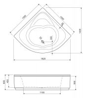 Ванна Cezares Cetina 130x130 схема 2