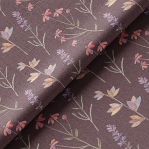 Ткань хлопок для шитья кукол Е.Кононова Осенний гербарий на темно-фиолетовом limit 249