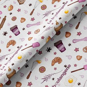 Ткань хлопок для шитья кукол Е.Кононова Кафетерий на белом limit 273