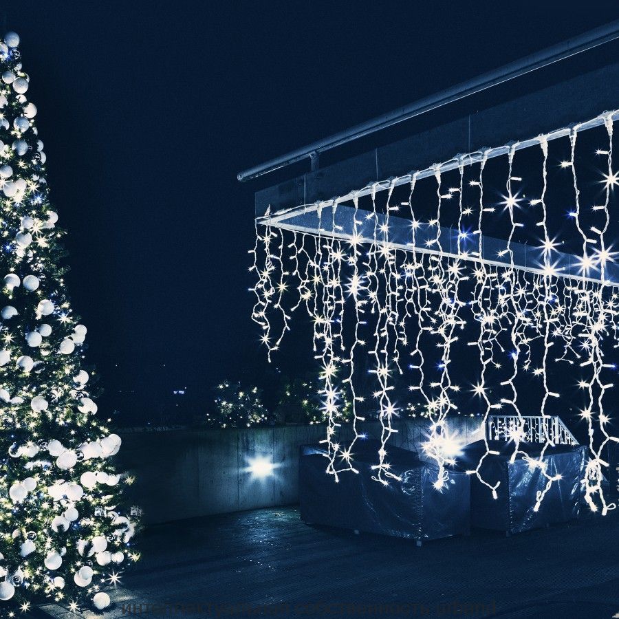 Гирлянда-занавес ул. 600LED холодн.белый мерц. соед.