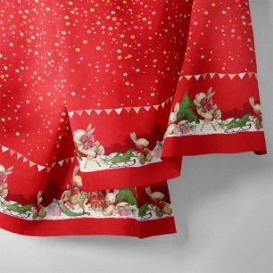 Хлопок - Бордюр Новогодние кролики на красном 25*75 limit