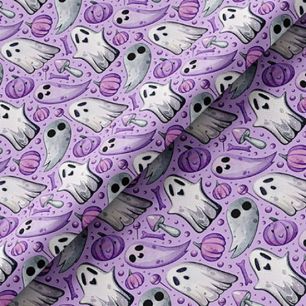 Хлопок - Тыковки и привидения на сиреневом 50х37 см limit