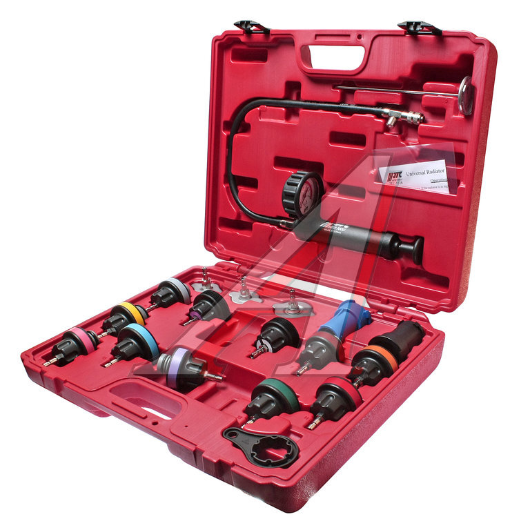 Набор инструментов для тестирования герметичности системы охлаждения 19 предметов в кейсе JTC