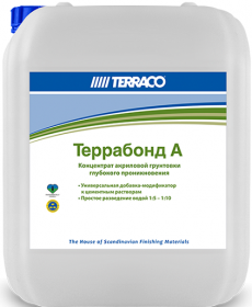 Грунтовка-Концентрат Terraco Terrabond A 1кг Добавка-Пластификатор, Универсальная, Бесцветная / Террако Террабонд А