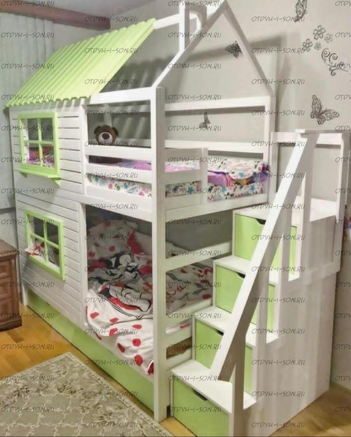 Кровать двухъярусная Домик Felicia №20 (двухъярусная кровать домик)
