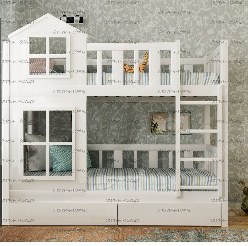 Кровать двухъярусная домик Теремок Fantasy