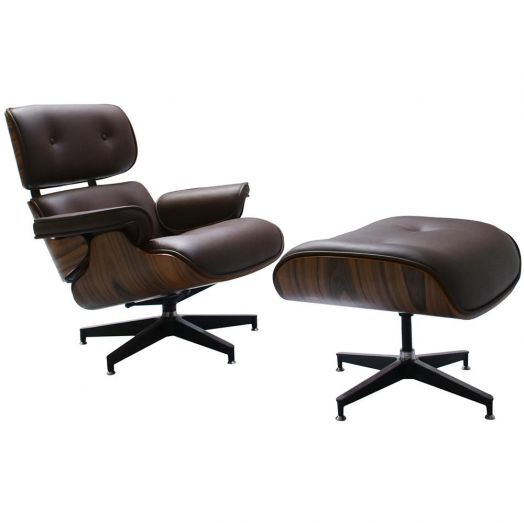 Кресло EAMES LOUNGE CHAIR и оттоманка EAMES LOUNGE CHAIR 
коричневые