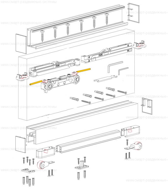 Раздвижная система Terno Scorrevoli Magic EQUAL для двери 68-110 см до 40 кг 38-40 мм