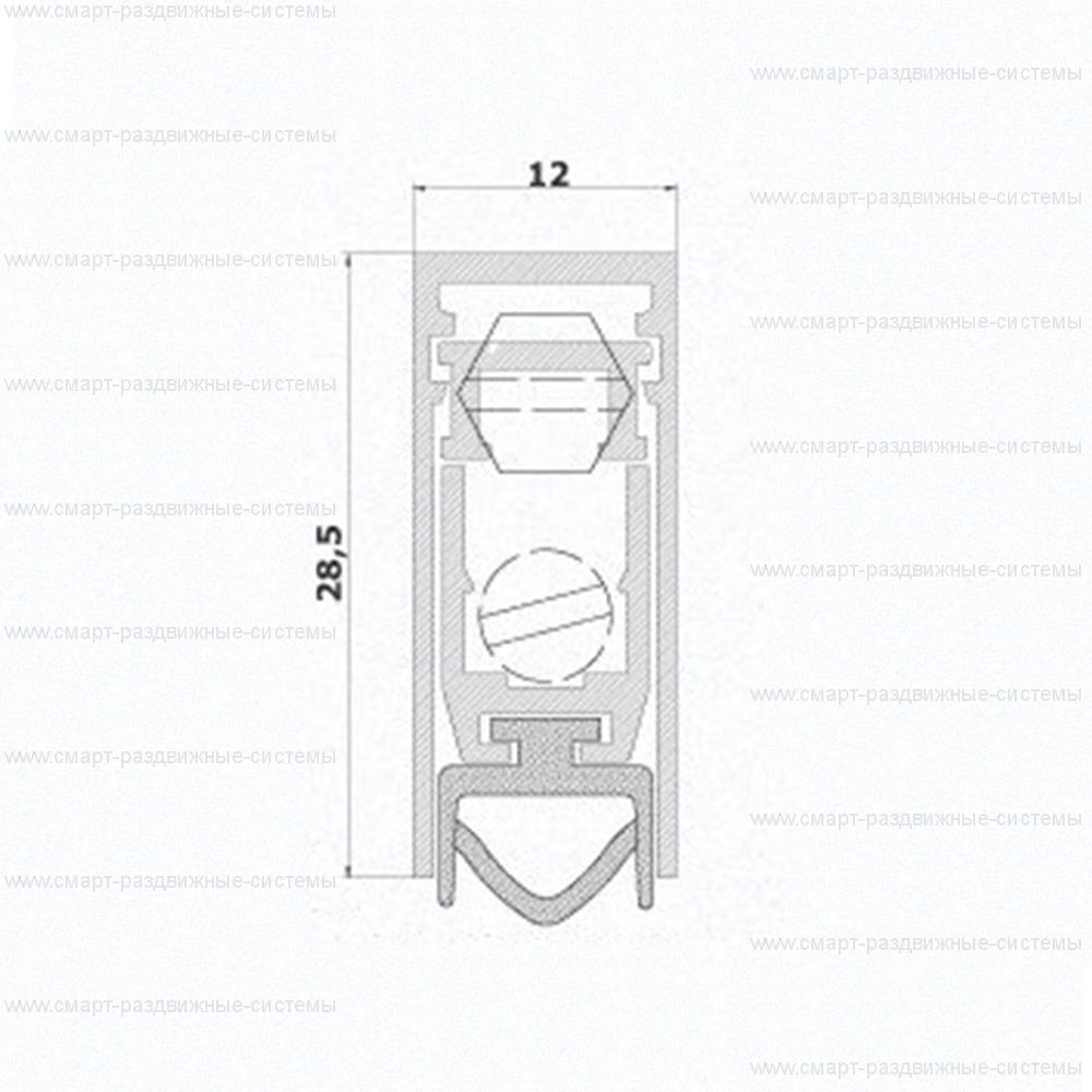 Автоматический порог врезной Venezia 1712/700-600 мм 44 Дб (регулировка 2 уровня)