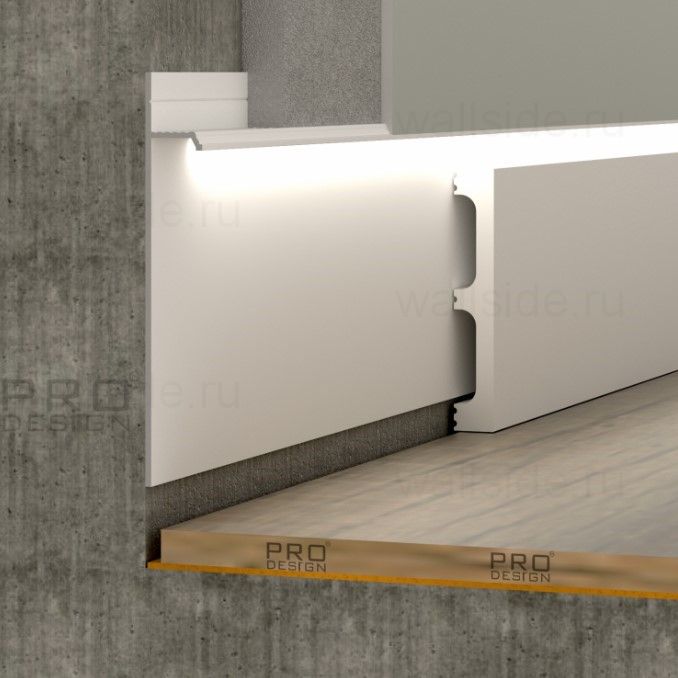 Скрытый плинтус Pro Design 323 белый муар
