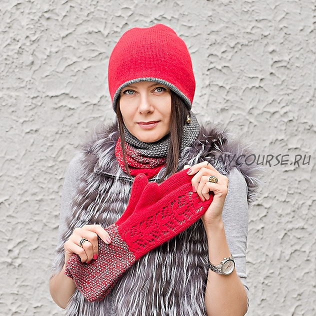 Вязаные варежки, шапка, снуд Fish mittens, hat and scarf (Lana Bakaeva)