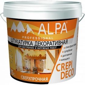 Декоративная Штукатурка Шуба Alpa Crepi Deco 15кг Зерно 1.5мм для Внутренних и Наружных Работ / Альпа Крепи Деко