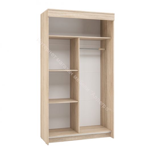 Шкаф купе "Бассо" 1,0 с зеркалами (Дуб крафт серый/Бетонный камень)