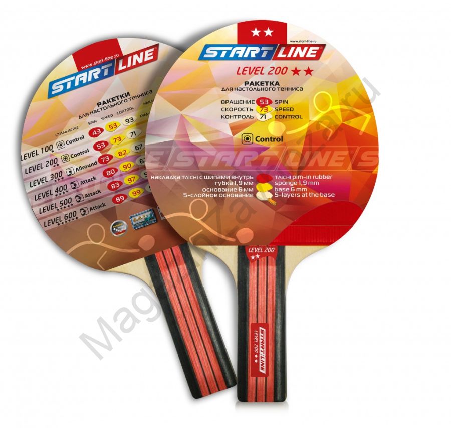 Ракетка для настольного тенниса Level 200 (прямая)