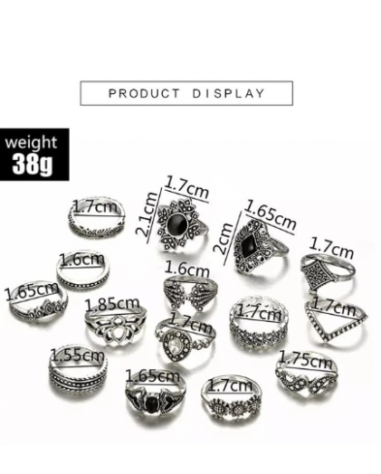 Набор женских колец Pelin Aksesuar из 15 предметов PLN6PYZ006