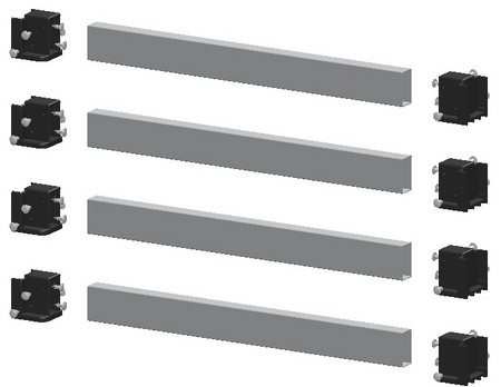 Поперечины с узловыми элементами (комплект 4 шт.)