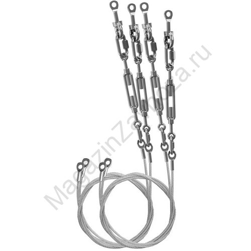 Верхняя пара тросовых систем (трос 6 мм до 600 кг) для качелей парных выс. 650 см