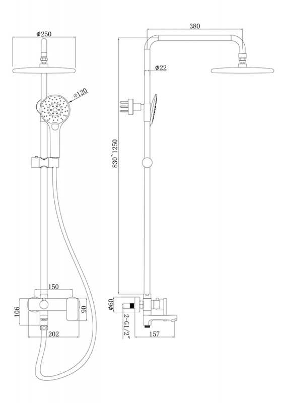 Душевая стойка со смесителем Bravat Riffle F6336370CP-A-RUS ФОТО