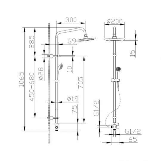 Душевой гарнитур Bravat FIT R D283CP-2-RUS с верхним душем ФОТО