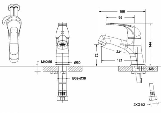 Смеситель Bravat Fit для раковины F1135188CP-RUS ФОТО