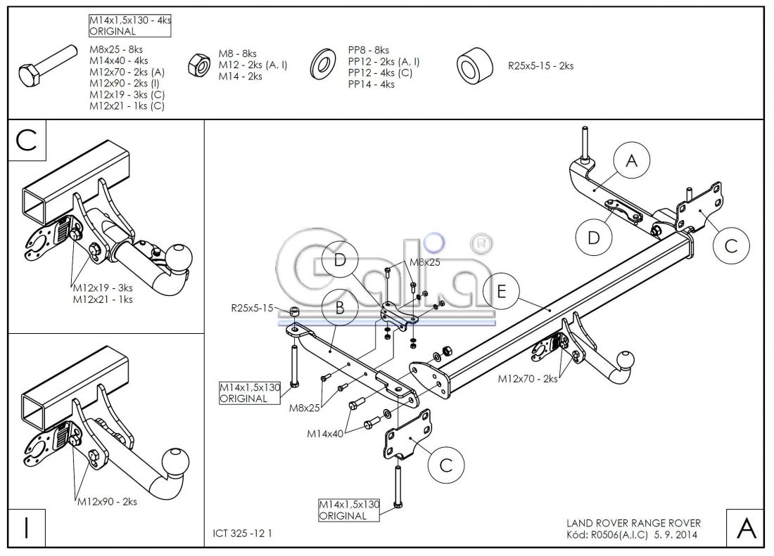 Фаркоп Galia (оцинкованный) Land Rover Range Rover 2002-2013 быстросъемное крепление шара