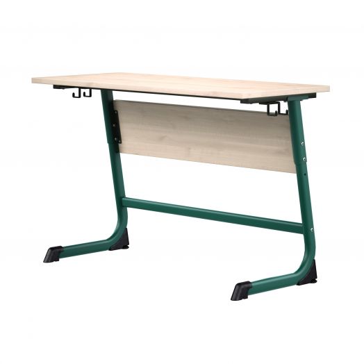 ОП32-2 Стол ученический «Оптима» 2 - местный, фиксированный, столешница и экран ЛДСП клён танзай 22 мм