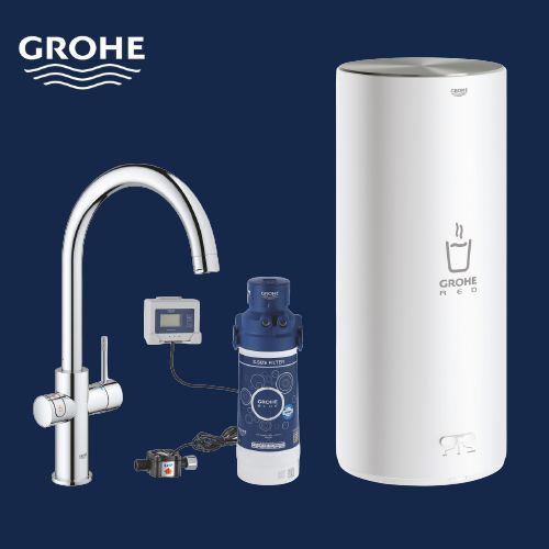 СМЕСИТЕЛЬ GROHE RED DUO И БОЙЛЕР РАЗМЕРА L