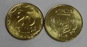 Украина 25 копеек 2014 год UNC