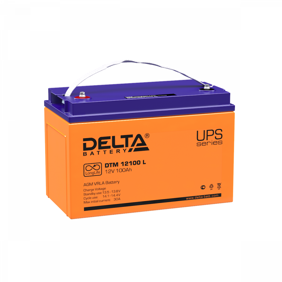 Аккумулятор герметичный VRLA свинцово-кислотный DELTA DTM 12100 L