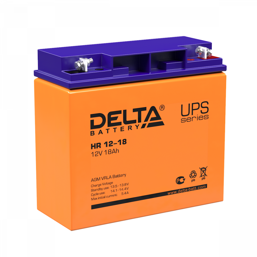 Аккумулятор герметичный VRLA свинцово-кислотный DELTA HR 12-18