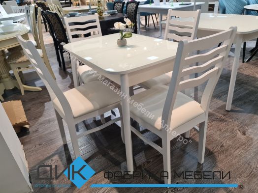 Стол DikLine М40 белый/стекло белое optiwhite