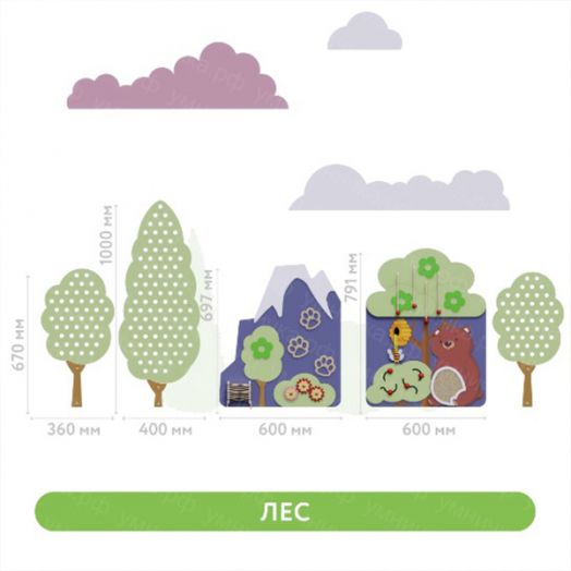 ПМГ-00Л Декоративно-развивающая панель "Лес" (1960 х 1000 мм)