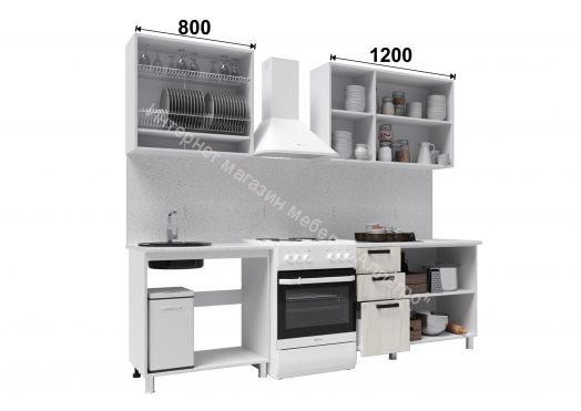 Кухонный гарнитур "Диор" 2,0 м (Дуб крафт белый/Дуб крафт табачный)