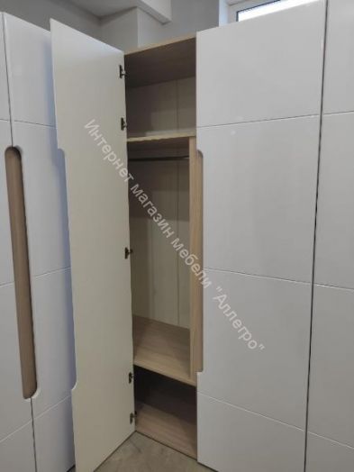 Шкаф Г-образный угловой "Палермо" Ясень шимо светлый/Белый глянец