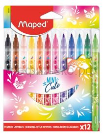 Фломастеры 12цв.Maped MINI CUTE с заблокированным пишущим узлом 845404