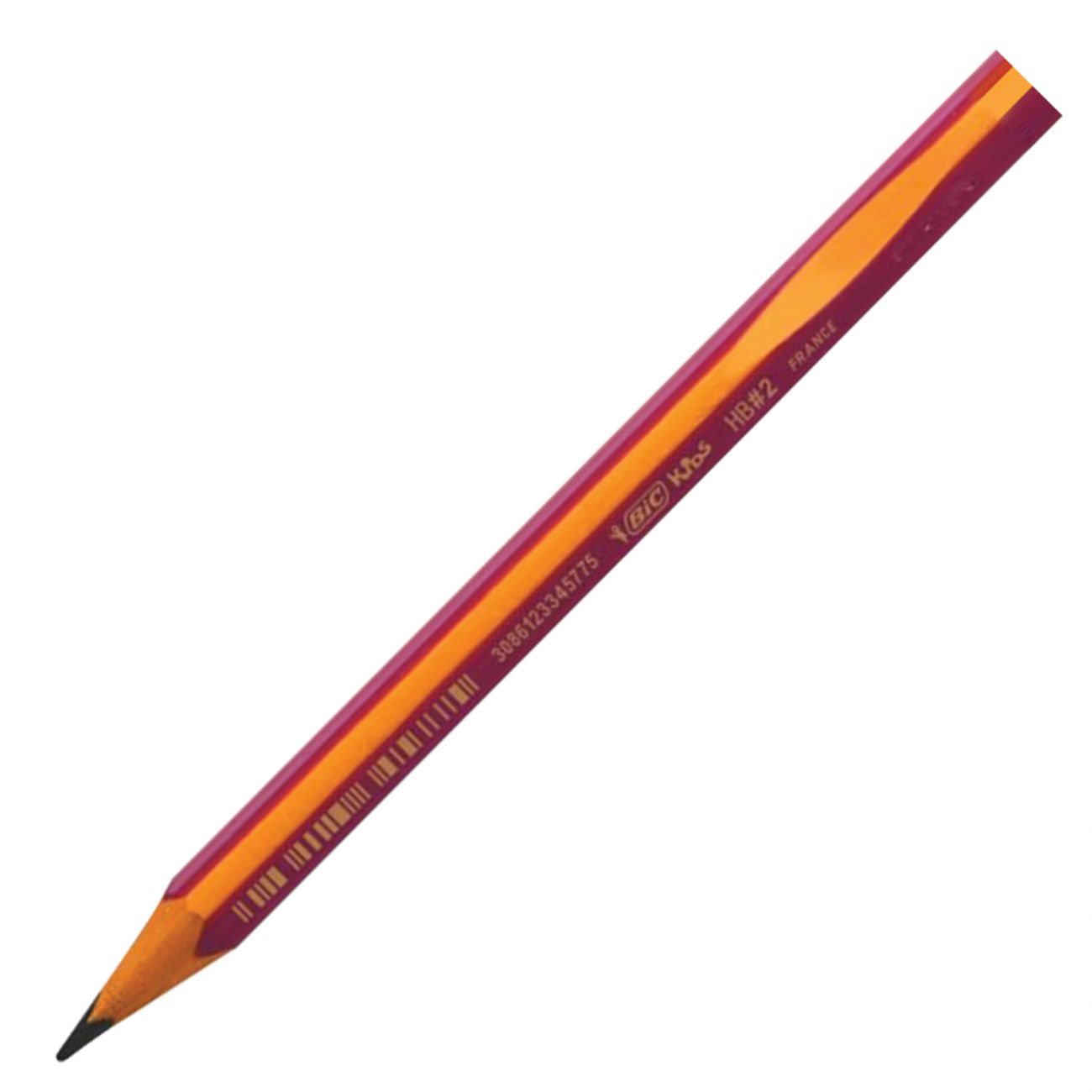 Карандаш утолщенный BIC трехгранный, корпус розовый с желтым, заточенный