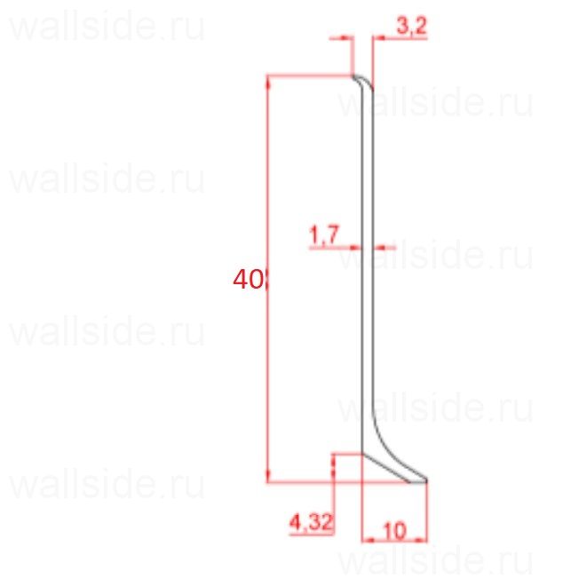 Плинтус алюминиевый Евротрим 2140, 40х10 мм, серебро матовое
