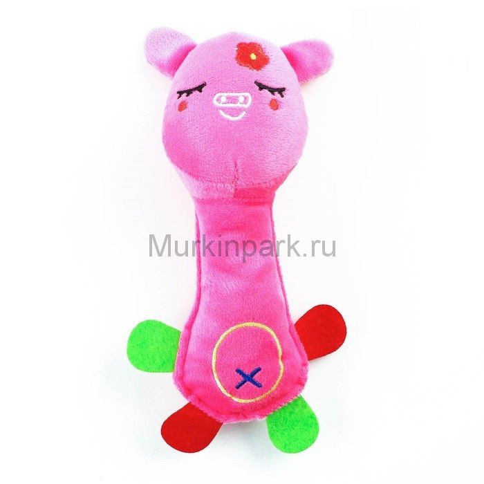 Игрушка мягкая для собак "Свинка с длинной шеей", 24 см, розовая