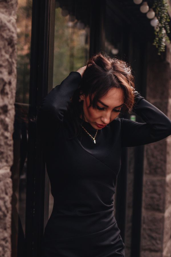 Платье Forza с разрезом черное