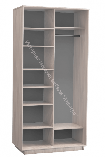 Шкаф купе "Эко" 2-х дверный с 1 зеркалом 1200х2400 (Ясень шимо светлый)