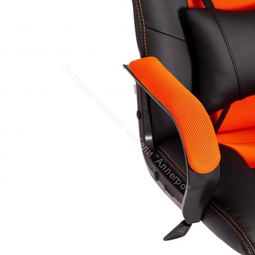 Кресло DRIVER (22) кож/зам/ткань, черный/оранжевый, 36-6/TW-07