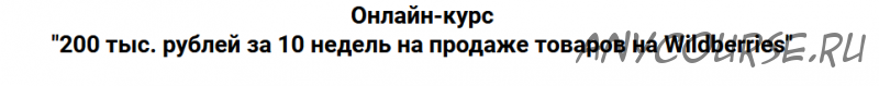 Онлайн-курс '200 тыс. рублей за 10 недель на продаже товаров на Wildberries' Пакет VIP (Дмитрий Шалаев)