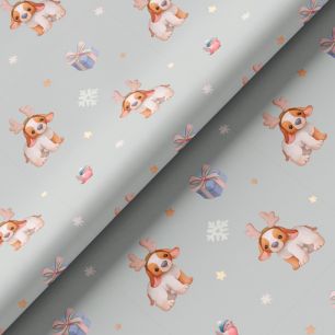 Хлопок - Новогодний песик на сером 50х37 см limit