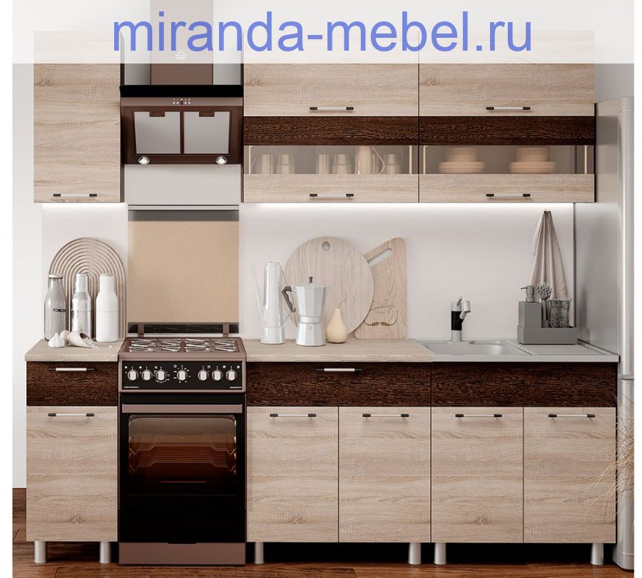 Кухня 2,0м "Монтана" сонома/венге ЛДСП