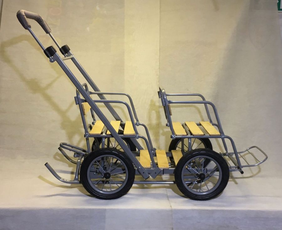 Санки для двойни усиленные - с капюшонами синие