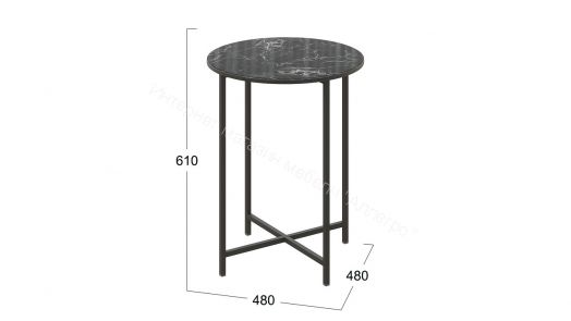 Стол журнальный ДП 1-03-04 (Чёрный/Мрамор чёрный)