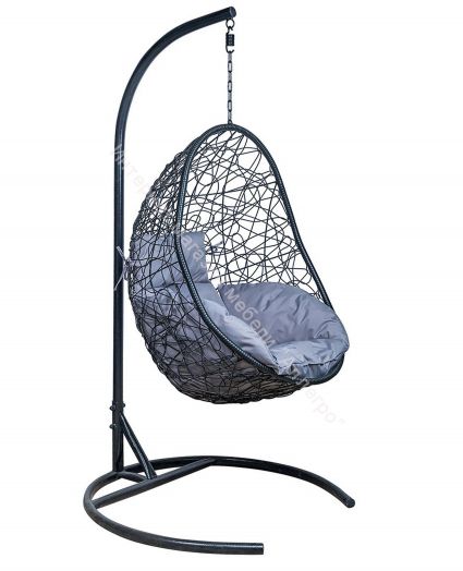 Подвесное Кресло Leset Саона каркас Черный подушка Светло-серая