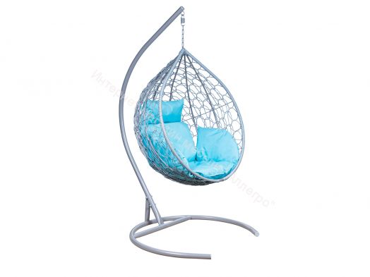 Подвесное Кресло Leset Эва каркас Серый металлик подушка Бирюза яркая