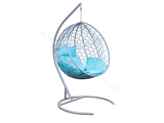 Подвесное Кресло Leset Луна каркас Серый металлик подушка Бирюза яркая